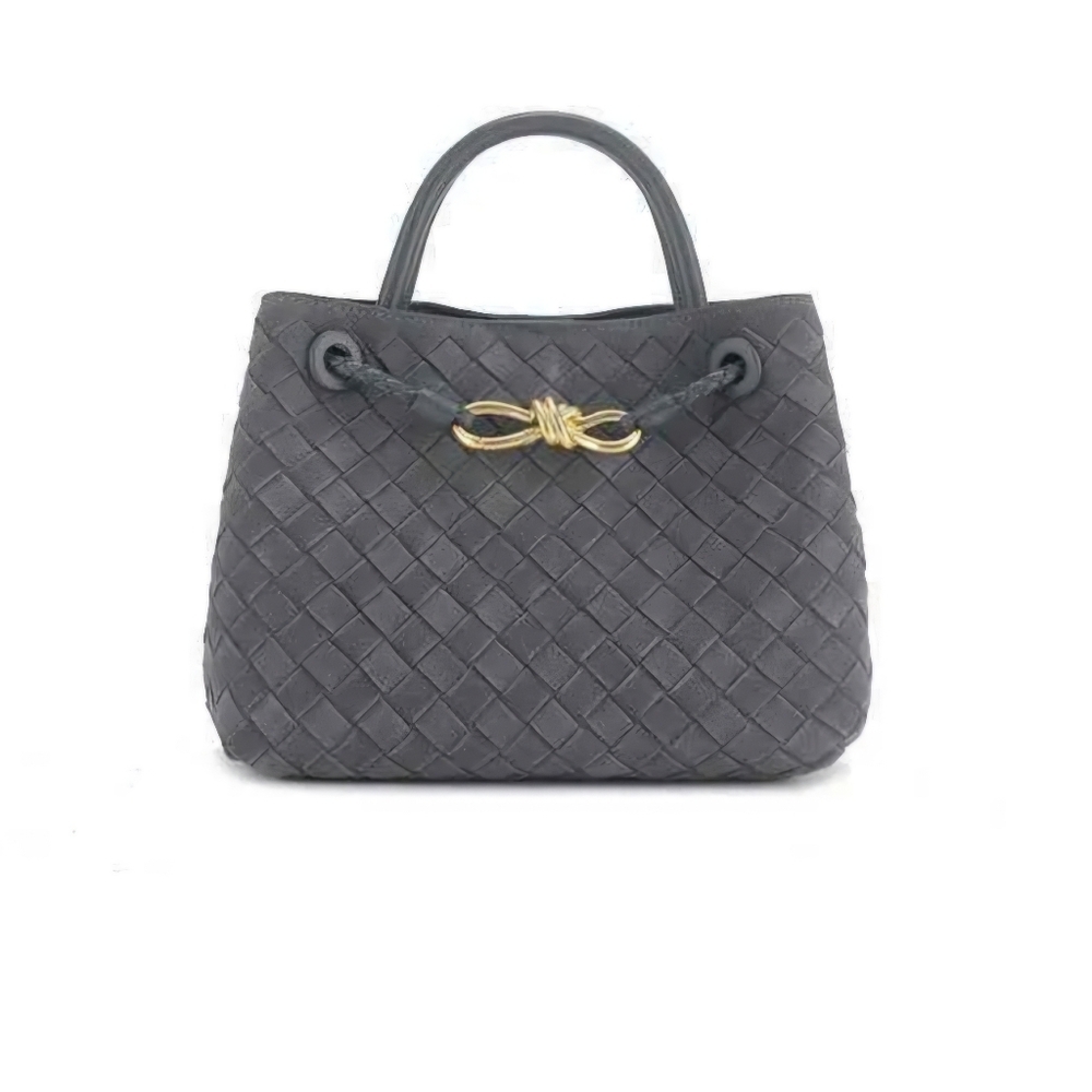 Woven Gray Handbag Lucia Faux Suede